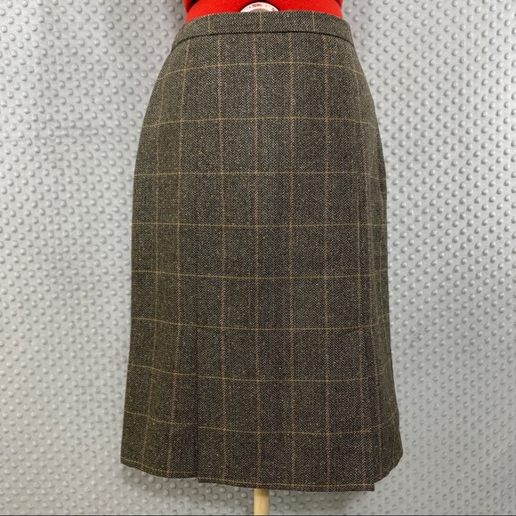 🌟LAST CHANCE 🌟 Brown Orange Checker Pinstripe Skirt - Picture 1 of 4